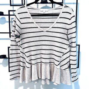 Anthropologie Eri + Ali V-Neck Waffle Knit Long Sleeve (S)